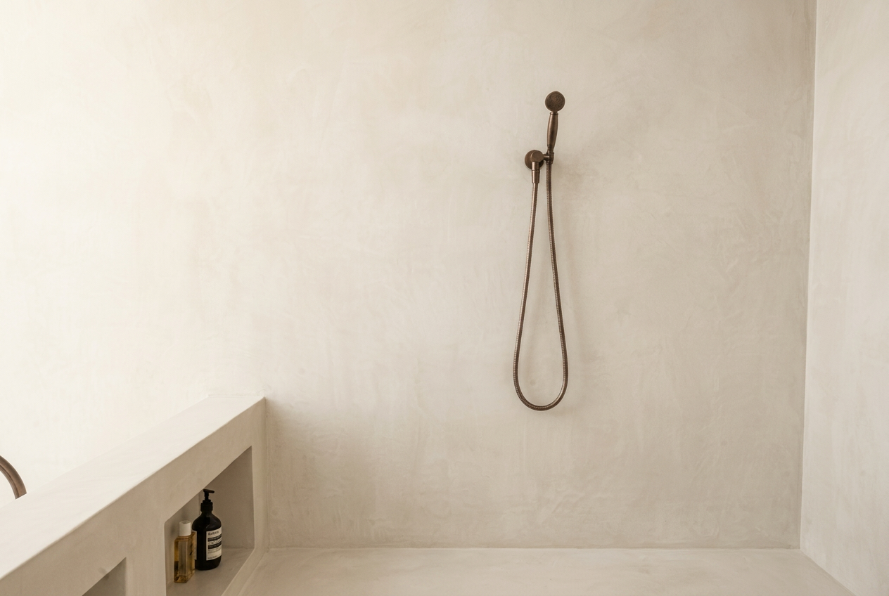 Seamless shower wall finish