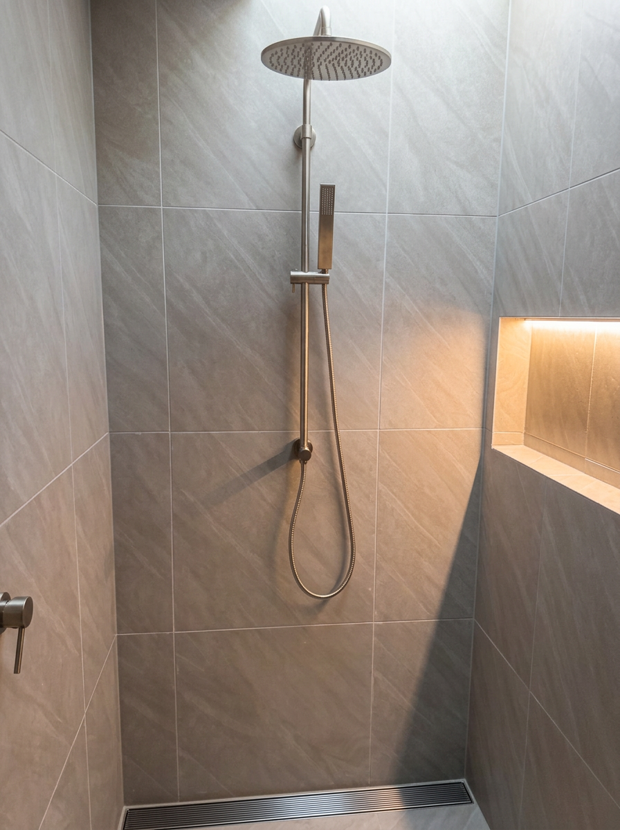 Brushed Brass Rainhead Ensuite, Gosford